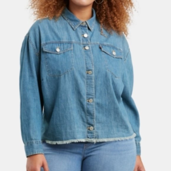 NWT Levi's Jean Chambray Button Down Top - Picture 6 of 6